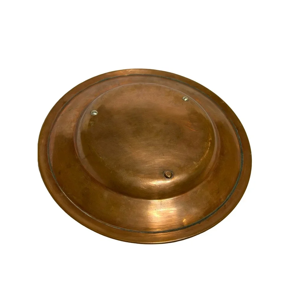 Vintage Copper Charger Plate Round 12 Inch Decorative Footed Plate